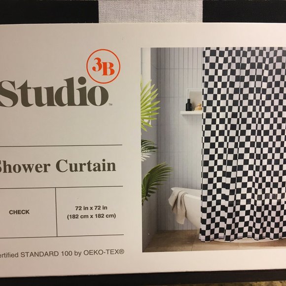 NIP Studio 3B Black/White shower curtain 72x72 - Picture 2 of 2